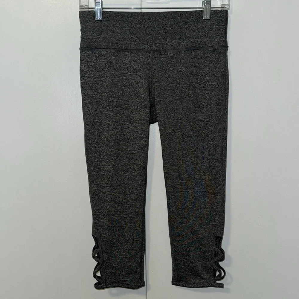 Pro Player Capri Lattice Leg Leggings Charcoal Gray Women’s S Small